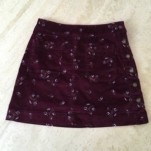 Free People Floral Velvet A-Line Mini Skirt